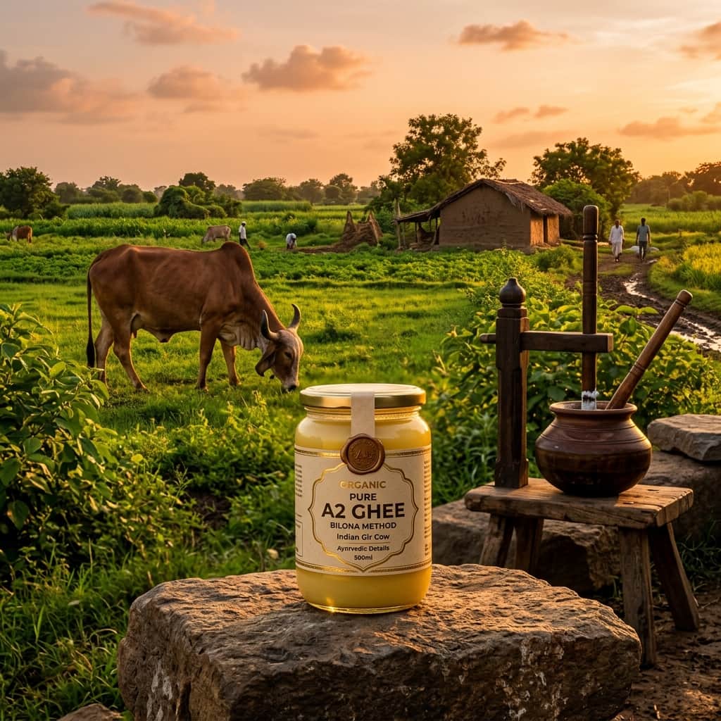 VedAmrut A2 Ghee Farm Scene